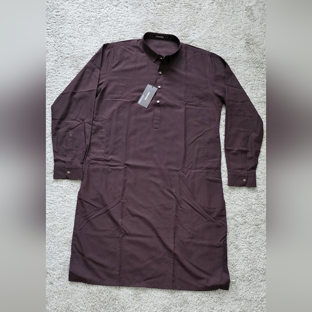 Edenrobe Men's Chocolate Brown Kurta / Long Shirt - Size L (New with tags)